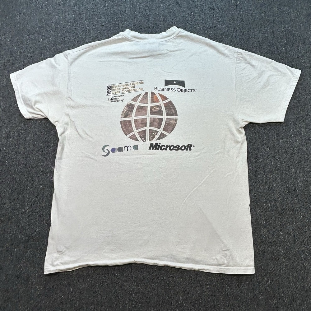 Vintage 1999 Microsoft Business Objects Conference T-Shirt XL Y2K Tech Tee